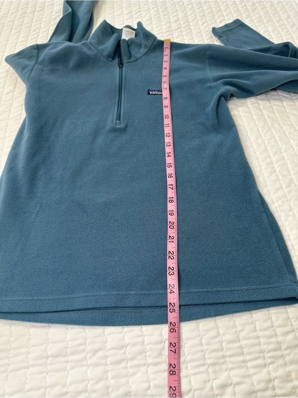 Patagonia Men’s Micro D 1/4 Zip Teal Blue Fleece Winter Pullover Sweater Size S - Picture 4 of 14